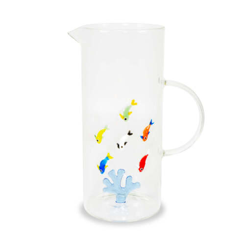 Wd Lifestyle - Caraffa in vetro 1,3L. Decoro corallo e pesci