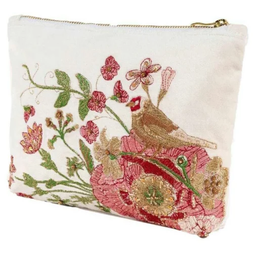 Powder - Beauty Case Donna con Zip “Powder Dusty Goldfinch” – Bianco, Verde e Rosa