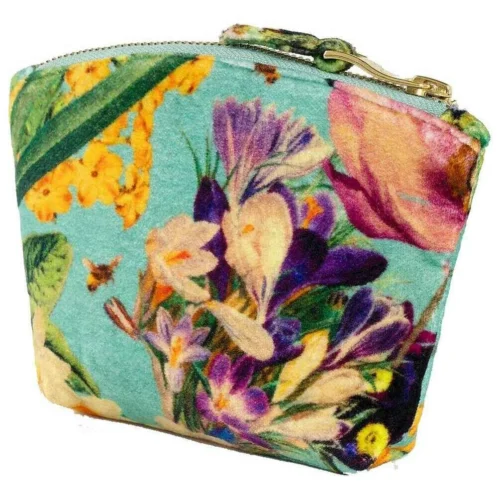 Powder - Pochette in velluto stampato Powder Spring Flora - Blu/Giallo/Viola