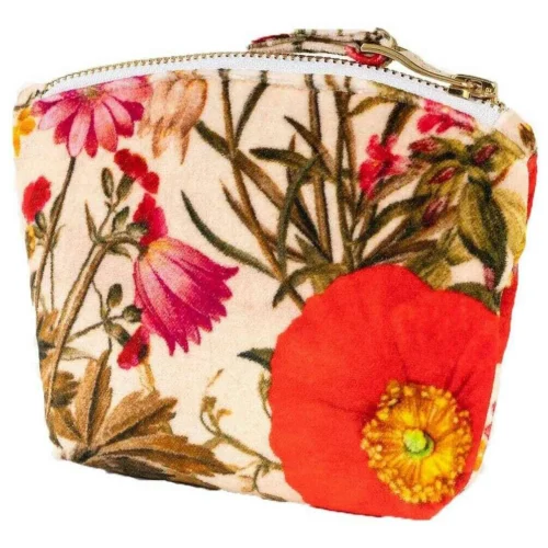 Powder - Pochette in velluto stampato con fiori fini color cipria - Beige/Rosso/Marrone