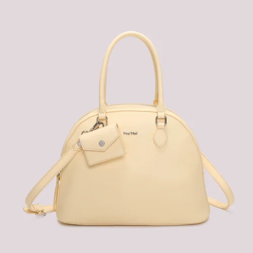 Mimi Muà - Borsa a Spalla Donna con 2 Zip e Mini Borsina – Ecopelle - Giallo chiaro