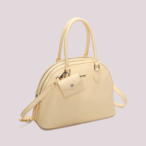 Alternative view of Mimi Muà - Borsa a Spalla Donna con 2 Zip e Mini Borsina – Ecopelle - Giallo chiaro