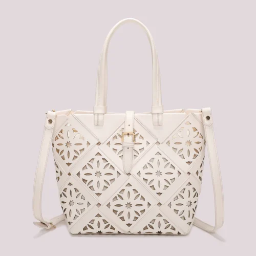 Mimi Muà - Borsa a Mano con Motivo Traforato – Bianco
