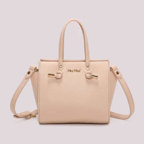 Mimi Muà - Borsa a Mano Piccola con Nodo ai Manici – Cipria