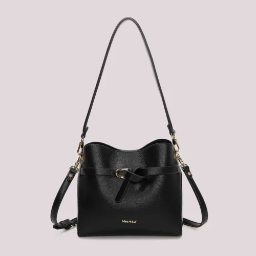 Mimi Muà - Borsa a Tracolla Donna con Cinturino Orizzontale – Ecopelle - Nero