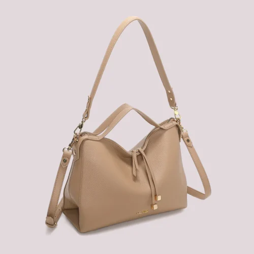 Alternative view of Mimi Muà - Borsa a Spalla con Tira Zip e Dettaglio Quadrato Ecopelle - Taupe