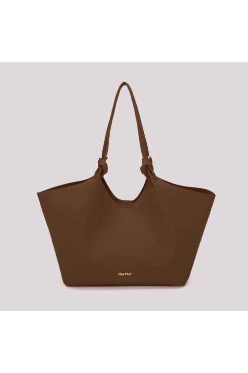 Mimi Muà - Borsa a Spalla Grande Donna in Ecopelle – Shopper Capiente Elegante 48 cm - Cioccolato