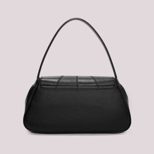 Alternative view of Mimi Muà - Borsa a Spalla con Patta Patchwork in Ecopelle - Nero