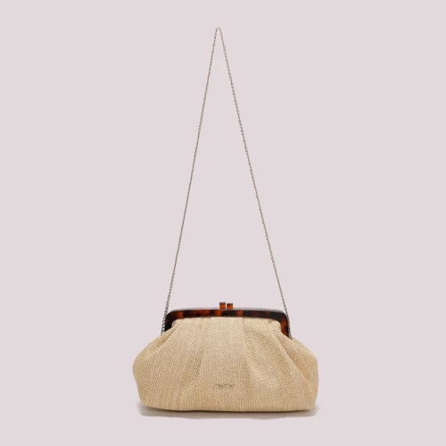 Mimi Muà - Borsa in Rafia con Manico Tartarugato - Naturale