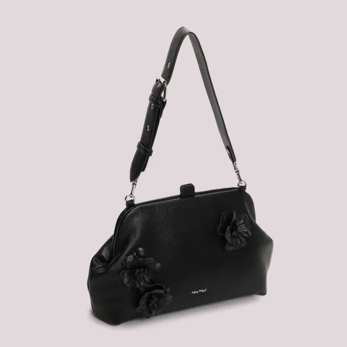 Alternative view of Mimi Muà - Borsa a Bauletto con Fiori in Ecopelle - Nero