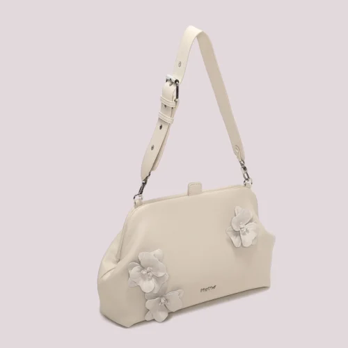 Alternative view of Mimi Muà - Borsa a Bauletto con Fiori in Ecopelle - Panna