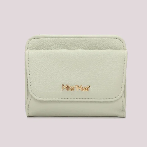 Mimi Muà - Portacarte Sottile con Patta Ecopelle- Verde acqua