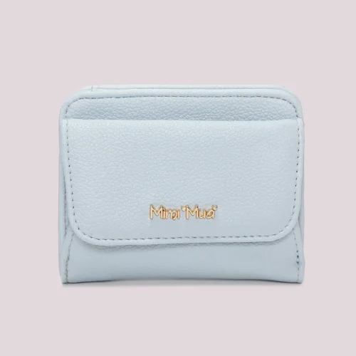 Mimi Muà - Portacarte Sottile con Patta Ecopelle- Celeste