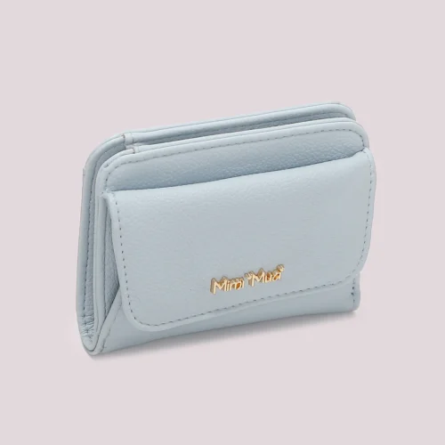 Alternative view of Mimi Muà - Portacarte Sottile con Patta Ecopelle- Celeste