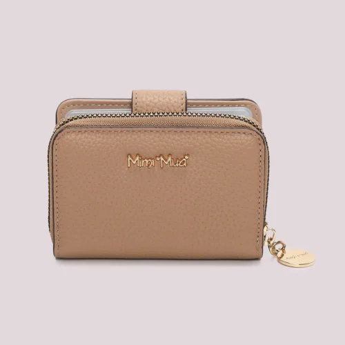 Mimi Muà - Portafoglio Piccolo con Scomparti per Carte in Ecopelle - Taupe