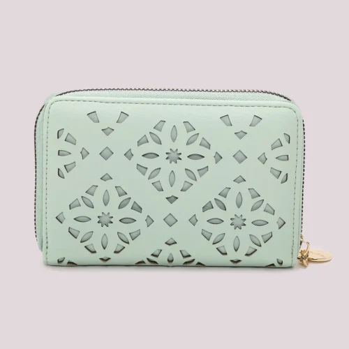 Alternative view of Mimi Muà - Portafoglio Medio con Motivo Traforato in Ecopelle - Verde chiaro