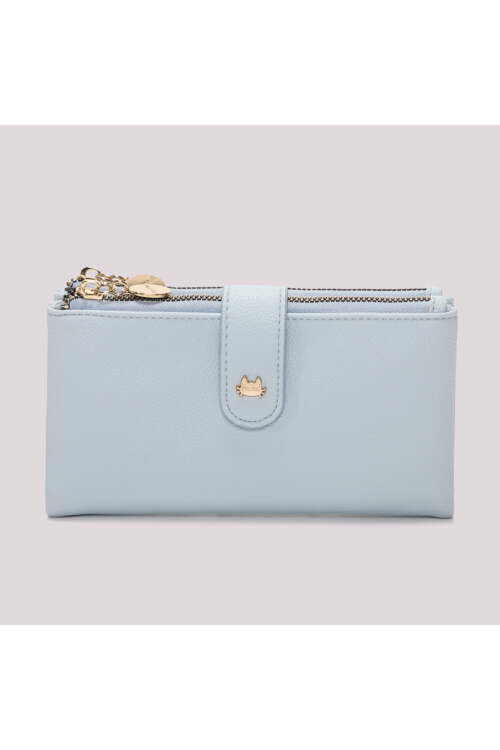 Mimi Muà - Portafoglio Grande Morbido in Ecopelle - Celeste
