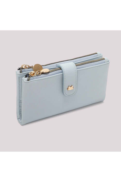 Alternative view of Mimi Muà - Portafoglio Grande Morbido in Ecopelle - Celeste