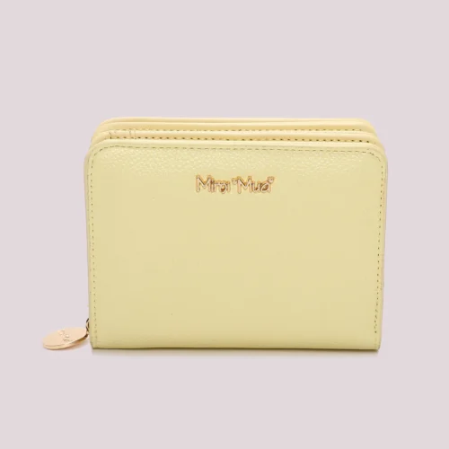 Mimi Muà - Portafoglio Medio con Doppia Chiusura Laterale in Ecopelle - Giallo chiaro