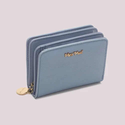 Alternative view of Mimi Muà - Portafoglio Medio con Doppia Chiusura Laterale in Ecopelle - Celeste