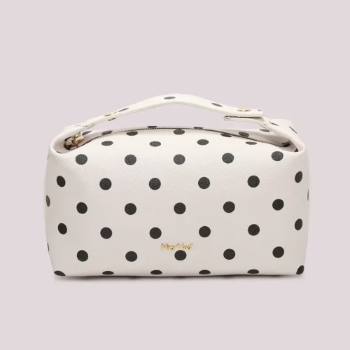 Mimi Muà - Beauty Case Pois in Ecopelle - Bianco/nero