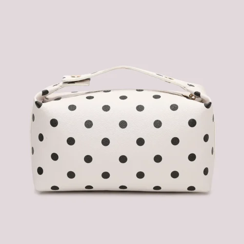 Alternative view of Mimi Muà - Beauty Case Pois in Ecopelle - Bianco/nero