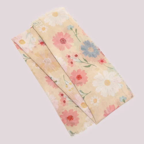 Mimi Muà - Foulard con Margherite 135x135 cm - Rosa