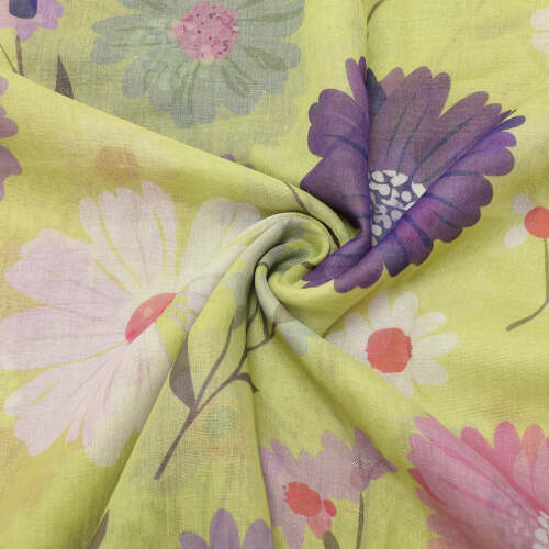 Mimi Muà - Foulard con Margherite 135x135 cm - Verde Pastello