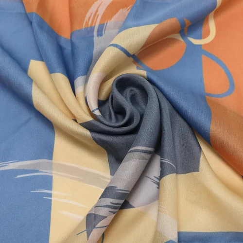 Mimi Muà - Foulard con Cornici Multicolor 90x90 cm - Blu