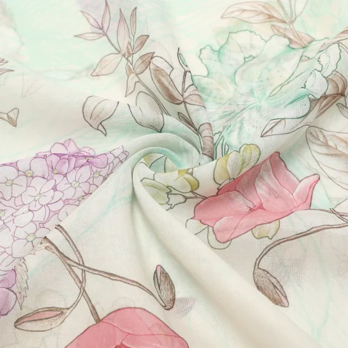 Mimi Muà - Foulard in Fantasia Blooming 180x80 cm Verde Acqua