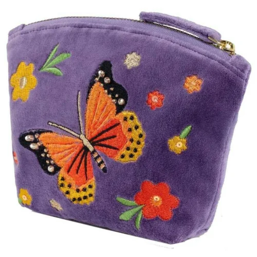 Powder - Pochette in velluto ricamato con farfalla Powder Bonny - viola/arancione/rosso