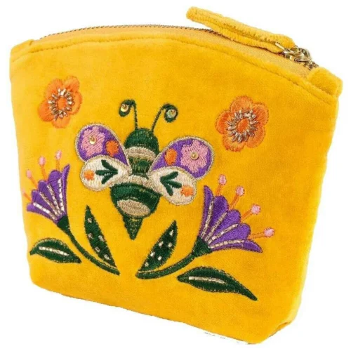 Powder - Pochette Donna in Velluto Ricamato “Powder Brilliant Bumblebee” – Giallo, Viola e Verde