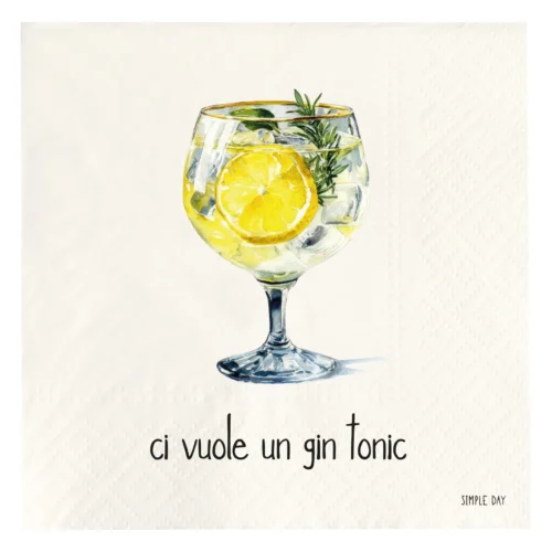 Simple Day - Set 20 tovaglioli in carta Ci vuole un gin tonic