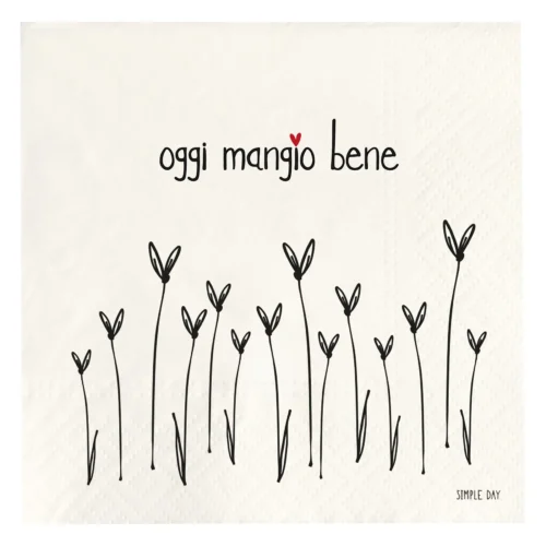 Simple Day - Set 20 tovaglioli in carta Oggi mangio bene