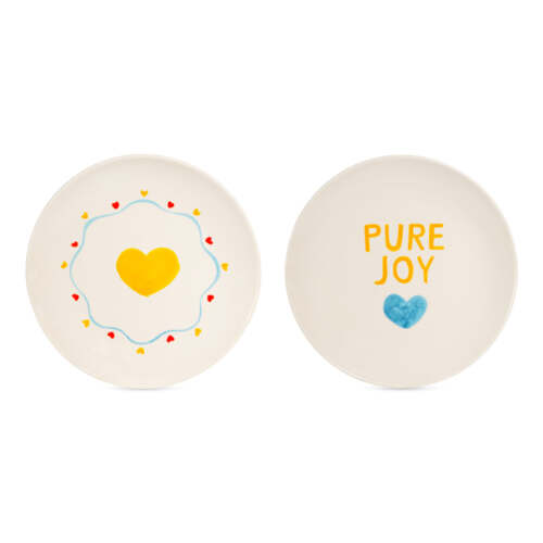 Wd Lifestyle - Set 2 piattini Ø 21 cm in stoneware. Decoro pure joy.