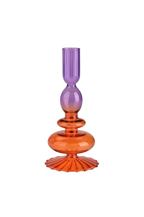Gift Company - Portacandela in Vetro Borosilicato “Voile” H19 cm – Lilla e Arancione