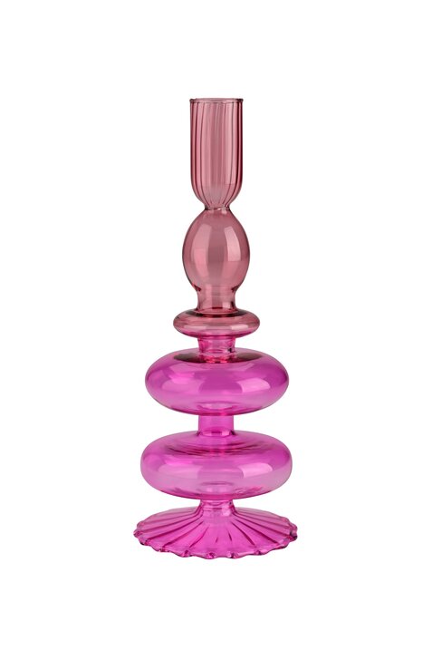 Gift Company - Portacandela in Vetro Borosilicato “Voile” H23 cm – Rosa Chiaro e Viola