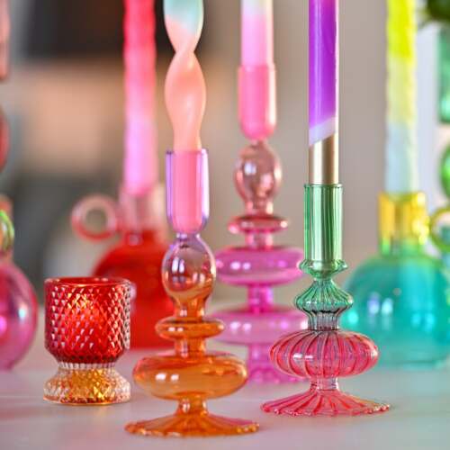 Alternative view of Gift Company - Portacandela in Vetro Borosilicato “Voile” H19 cm – Lilla e Arancione